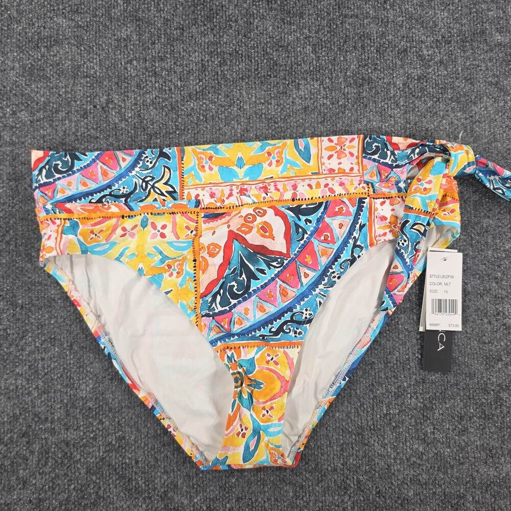 La Blanca Women Size 16 Multicolor Side Tie Bikini Bottom Swimwear NWT